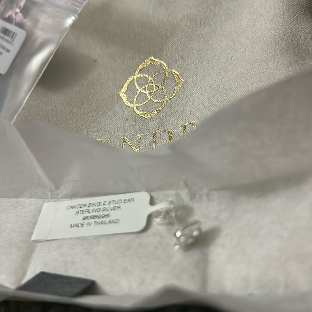 Cancer Single Stud Earring in Sterling Silver